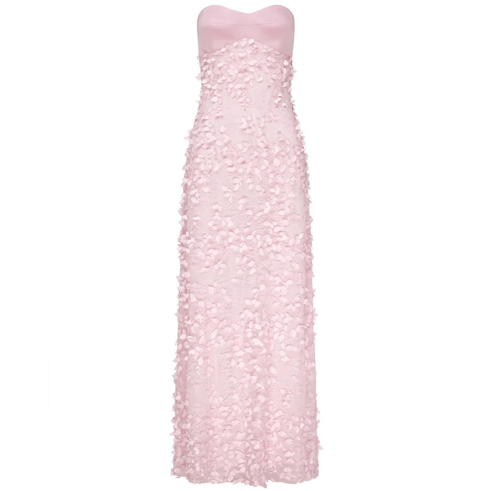 Manning Cartell Blush Pink Strapless Appliqué Gown - Picture 2 of 14